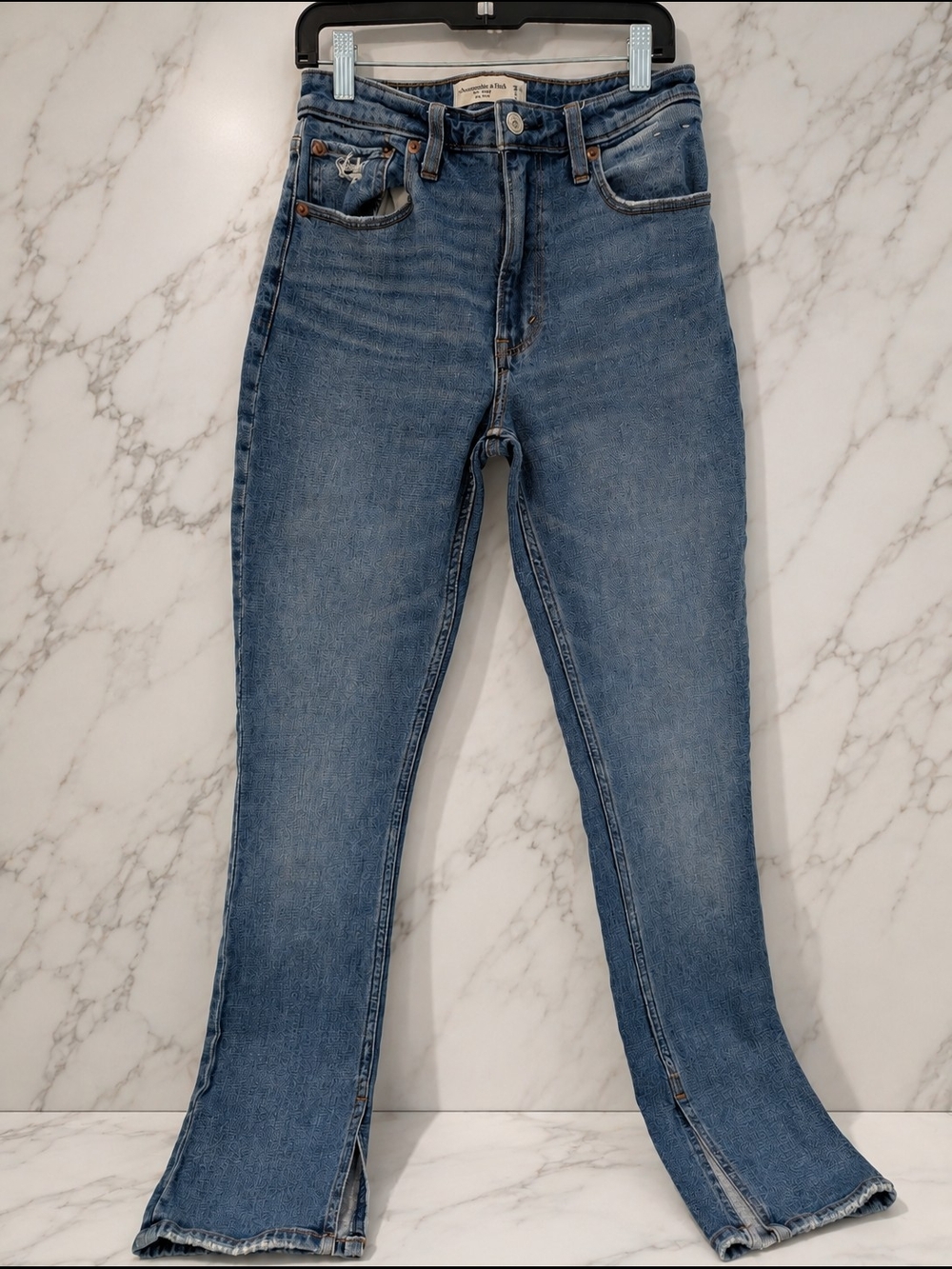 Abercrombie & Fitch Curve Love High Rise Skinny Jeans Size 26 Raw Hem Side Slit